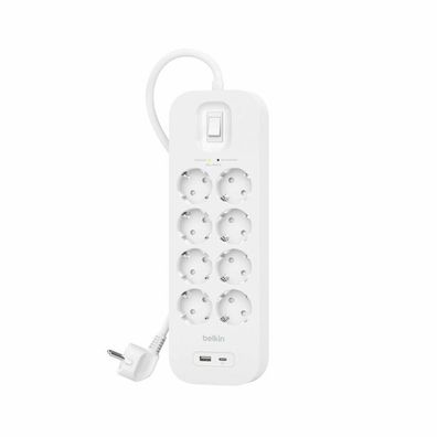 Belkin Steckdosenl./Überspannung 8-fach, USB-A+C, 900J. SRB003VF2M