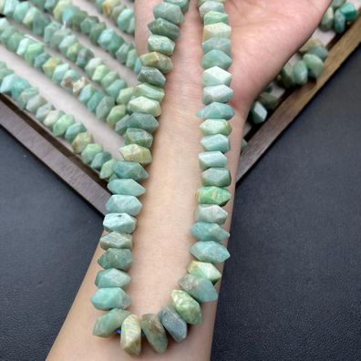 Natural Old Mine Amazonite Diamond-Cut Chips 11–12mm · Medium Hole | Raw-Cut Faceted