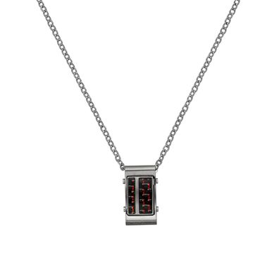 NEU & CHIC . OVP . Herren Collier Edelstahl matt mit Carbon 55 cm Karabiner