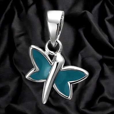 Anhänger Schmetterling 925 Sterling Silber türkis lackiert
