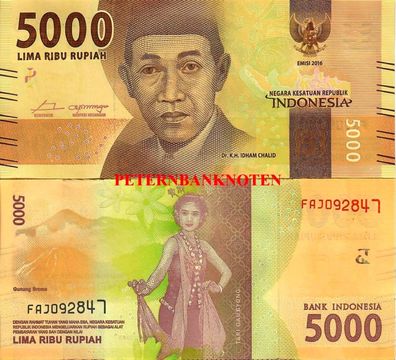Indonesien / Indonesia 5000 Rupiah 2016 Unc P.156 675#