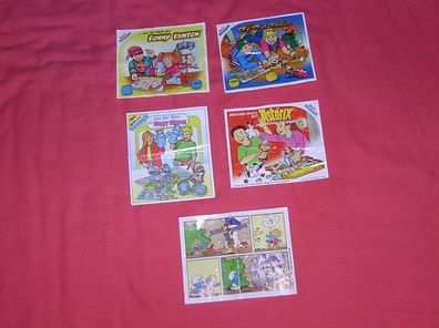 5 MAXI EI BPZ Beipackzettel Schlümpfe HAPPY HIPPOS Asterix FANTEN