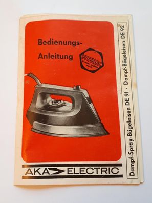 DDR Bedienungsanleitung Dampfspray Bügeleisen DE 91 - Dampfbügeleisen DE 92