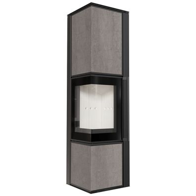 Kaminofen aus Stahl KRATKI TORA/L 8 kW Ø 150 Quarzsinter Naturali PIETRA DI SAVOIA G