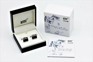 Montblanc UNICEF Manschettenknöpfe / Wendemechanismus / Onyx / Saphir / 116631