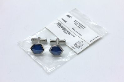 Montblanc Steel Sartorial Sechseckige Manschettenknöpfe / Blauer Achat / 118600
