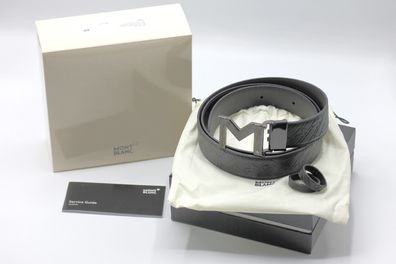 Montblanc Leder Wendegürtel / Schwarz / M-SCHLIESSE / 35 mm / Id 129447 NEU OVP