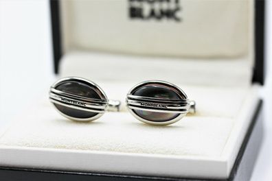 Montblanc Meisterstück Manschettenknöpfe aus Edelstahl mit Perlmutt / NEU