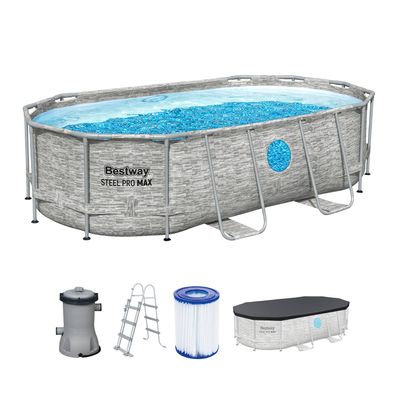 Steel Pro MAX™ Splashview™ Frame Pool Komplett-Set mit Filterpumpe 427 x 250 x