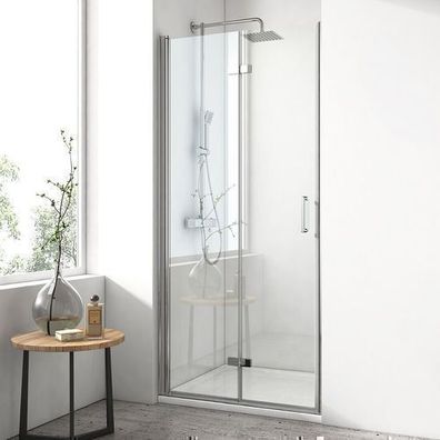 EMKE® Duschtür Falttür Schwenktür Falttür 6mm Glas Duschabtrennung Duschkabine