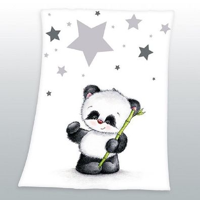 Herding 4006891898739 - Panda Microfaserflausch-Decke - Babydecke