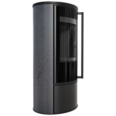 Kaminofen aus Stahl KRATKI ERIK Ø 150 5,5 kW dekorative Keramiken Grafite SATIN schw
