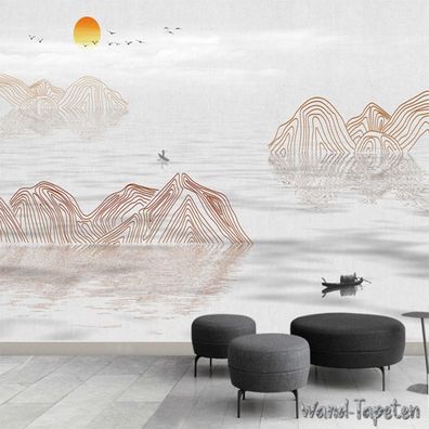 Vlies Fototapete Wandtapete Wandbilder Stil kreative Linie Landschaft 3536