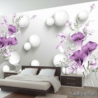 Vlies Fototapete Wandtapete Wandbilder Handgemalte lila Calla Lilie 3540