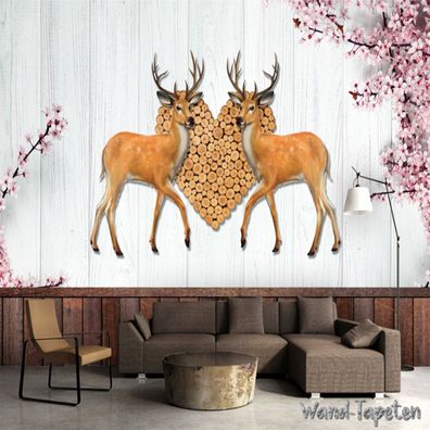 Vlies Fototapete Wandtapete Wandbilder 3D Effekt Elchholz Nostalgische Stil 3549