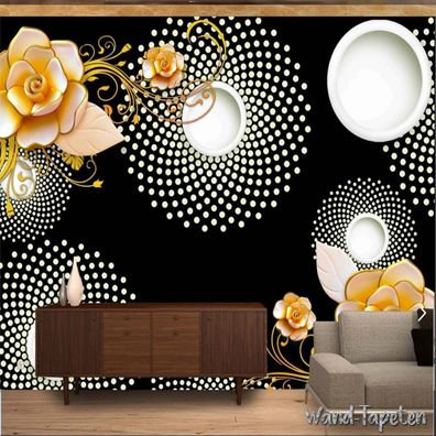 Vlies Fototapete Wandtapete Wandbilder 3D Handgemalte Relief Rosenranken 3559