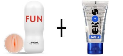 Jamyjob Diskreter Masturbator + EROS Aqua 50ml Gleitgel auf Wasserbasis - Intim Set