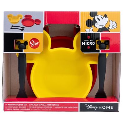 Disney Mickey Mouse Kindergeschirr-Set 4-teilig – Teller, Schale & Besteck in