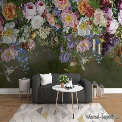 Vlies Fototapete Wandtapete Wandbilder Wandbild Retro Rosen Blumen 3624