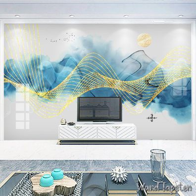 Vlies Fototapete Wandtapete Wandbilder Abstrakte Tuschelandschaft Moderne 3629