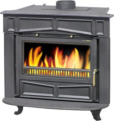 Plamen Glas Franklin Kaminofen 11kW Klassischer Gusskamin Holzofen mit Glasfront