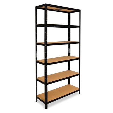 shelfplaza BLACK 200x23x45 cm Schwerlastregal schwarz mit 6 Böden