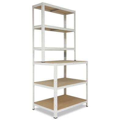 shelfplaza HOME 190x100x60 cm Werkbank Regal mit 6 Böden weiß