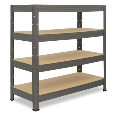 shelfplaza PRO 90x100x60 cm Schwerlastregal grau mit 4 Böden