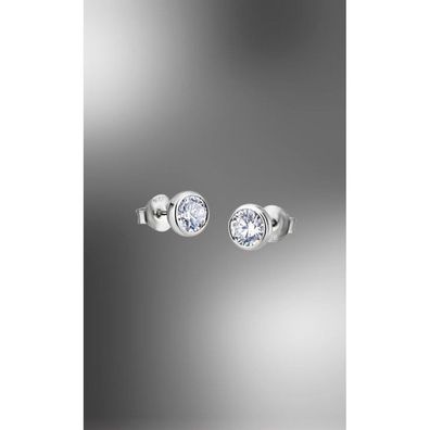 Glittering silver earrings with clear zircons LP1272-4 / 1