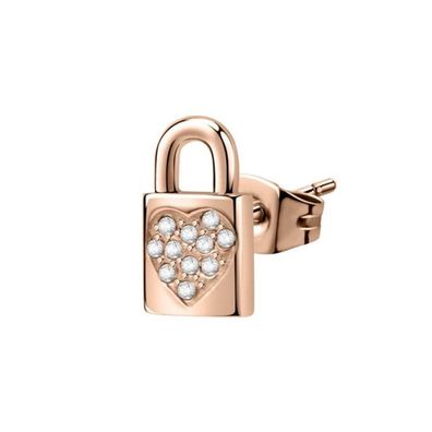 Single bronze earring Padlock Love LPS02ASD03