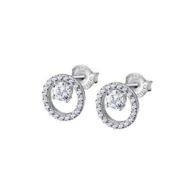 Glittering silver stud earrings with zircons LP3080-4 / 1