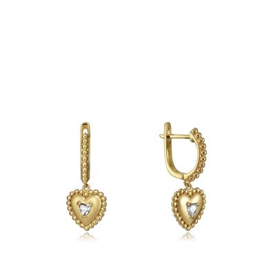 Romantic Gold Plated Earrings Hearts Popular 7113E100-38