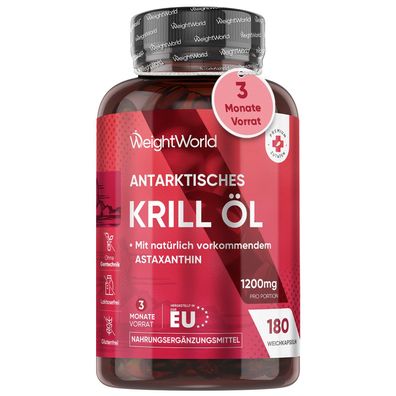 Antarktische Krillöl Weichkapseln - 1200mg pro Portion - Liefert Omega 3, DHA, EPA