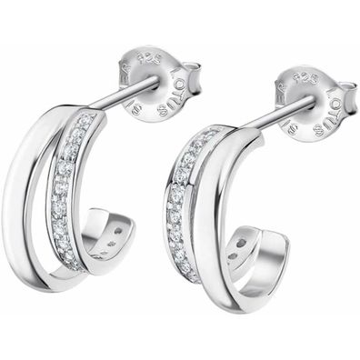 Glittering silver earrings with clear zircons LP3285-4 / 1