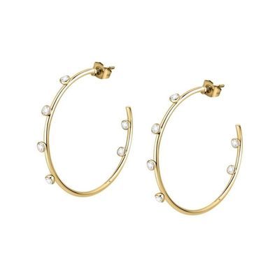 Luxury gold-plated earrings with clear Creole SAUP07 crystals