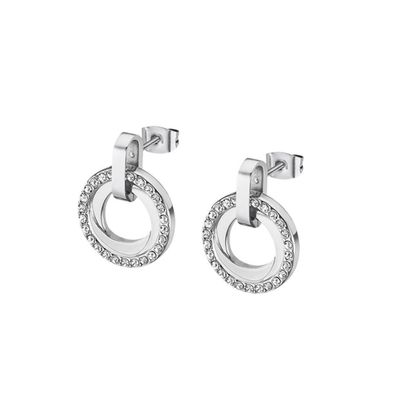 Stylish steel earrings with clear zircons Woman Basic LS2176-4 / 1