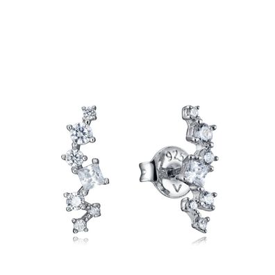 Gentle silver longitudinal earrings with zircons Elegant 13001E000-30