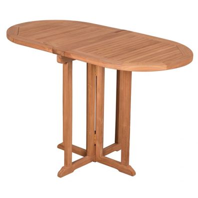 deVries Balkontisch "WOODIE" aus Teakholz (Basic) oval beidseitig abklappbare Tschpl