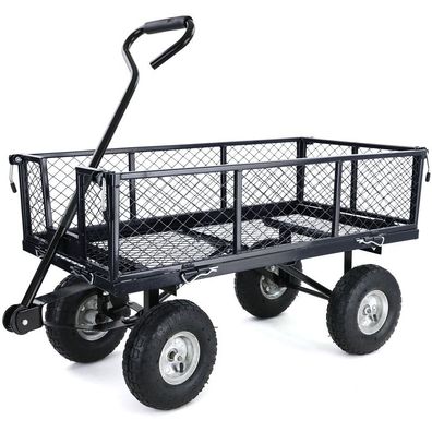 Transport Gitterwagen Handwagen Bollerwagen Seiten klappbar bis 300kg Schwarz