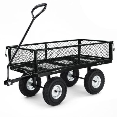 Transport Gitterwagen Handwagen Bollerwagen Seiten klappbar bis 250kg Schwarz