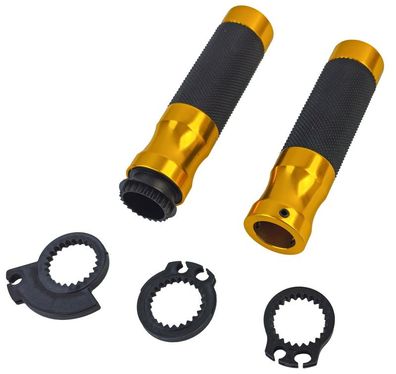 Motorrad Alu Griff Satz Lenkergriffe Sport Line Paar Gold inkl. Gaszugadapter