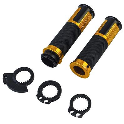 Motorrad Alu Griff Satz Lenkergriffe "Lux" Universal Paar Gold inkl. Adapter