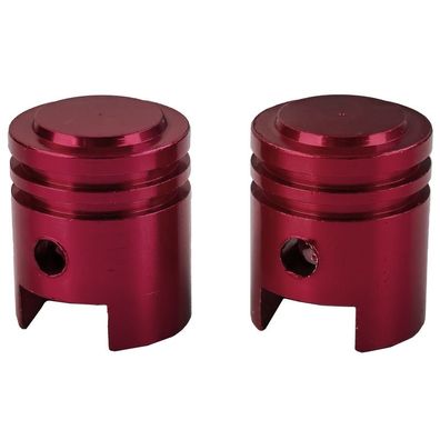 Ventilkappen Alu Rot Kolben Style Universal für Auto Motorrad Quad 2 Stück
