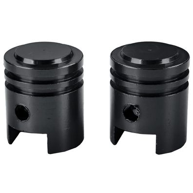 Ventilkappen Alu Schwarz Kolben Style Universal für Auto Motorrad Quad 2 Stück