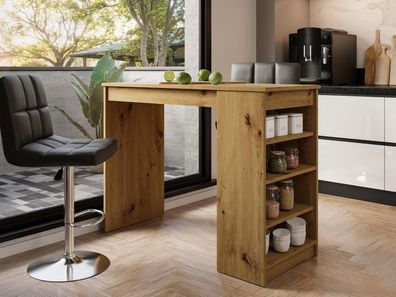 Küchentisch Zotino Praktisch Tisch mit Regal Stehtisch Tresentisch M24