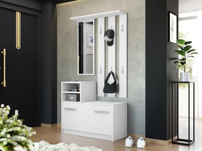 Garderobe-Set Kolom Spiegel Garderobe Kleiderständer Schuhschrank M24