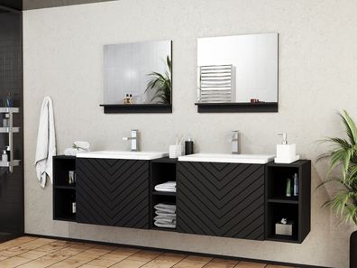 Badmöbel Nexso IV Schrank mit Waschbecken Spiegel Badezimmer Badmöbel-Set M24