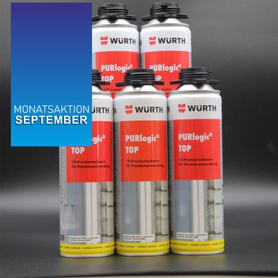 5 er Set - WÜRTH Purlogic TOP 1 K Pistolenschaum Betongrau (Bauschaum, Montageschaum)