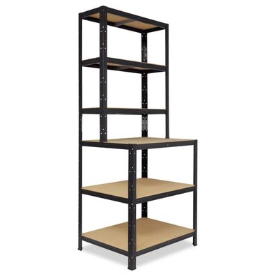shelfplaza BLACK 190x90x60 cm Werkbank Regal mit 6 Böden schwarz