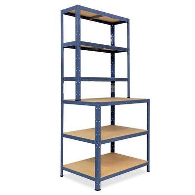 shelfplaza HOME 190x90x60 cm Werkbank Regal mit 6 Böden blau